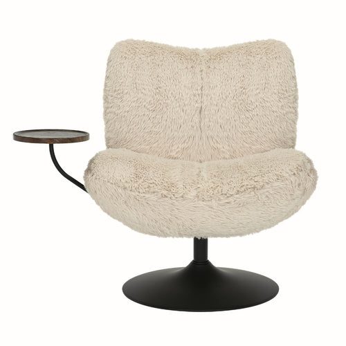 DÉJA Living Draaifauteuil Morten - Taupe Fluffy/Zwart - Incl. Tafeltje - vtwonen shop