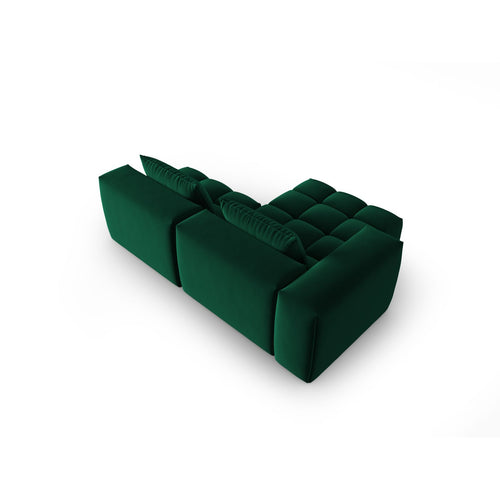 Cosmopolitan Design - Modulaire hoekbank links Verona 3-zits, flueel flessengroen - 145x205x70cm