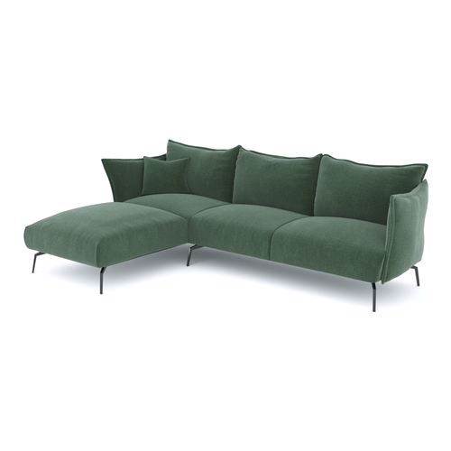 Sia Home - Hoekbank links Lenny - Fluweel met structuur - Smaragdgroen - 290cm - vtwonen shop