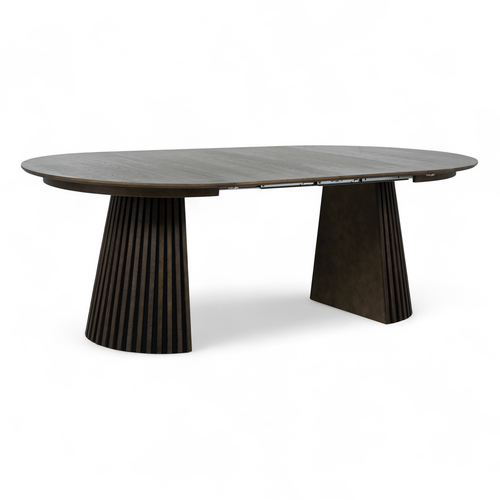 Furnhouse uitschuifbare eettafel Svendborg - Gerookt eikenhout - Ø 120/220x120 cm