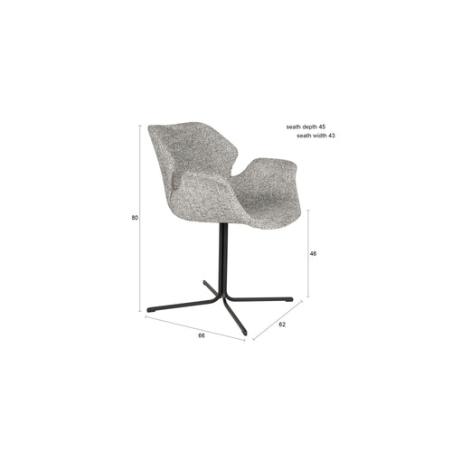 Zuiver Nikki Eetkamerstoelen Armleuning Grijs - Set van 2