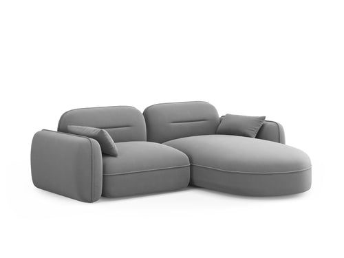 Cosmopolitan Design Modulaire hoekbank rechts Sydney 3-zits, flueel, lichtgrijs - 165x230x70cm