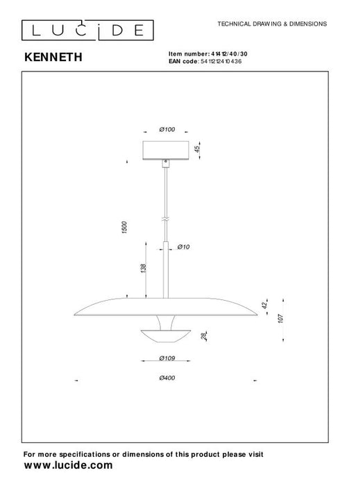 Lucide hanglamp KENNETH - Geïntegreerde LED - Zwart - vtwonen shop
