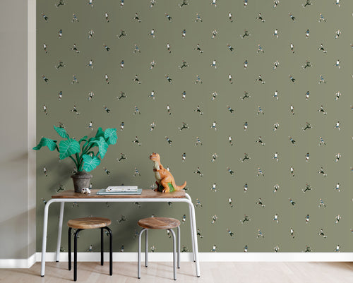 ESTAhome behang voetbalspelers olijfgroen - 50 x 900 cm - 131277 - vtwonen shop