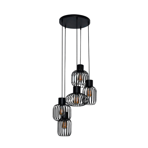Giga Meubel Hanglamp Getrapt - Zwart Metaal - 5-Lichts - 180x47x47cm - vtwonen shop