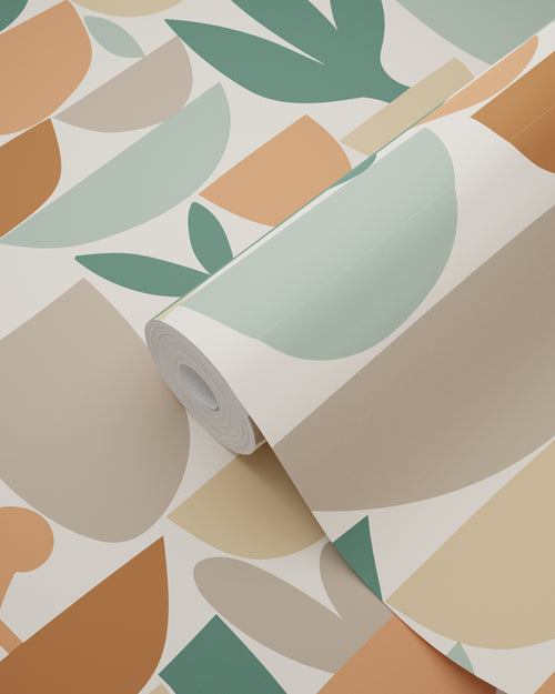 ESTAhome behang aardewerk en planten bruin en groen - 50 x 900 cm - 131077 - vtwonen shop