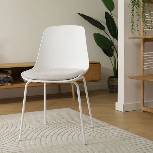 Nolon Nora-Liv Eetkamerstoel Wit - Beige Kussen - Witte Poten - vtwonen shop