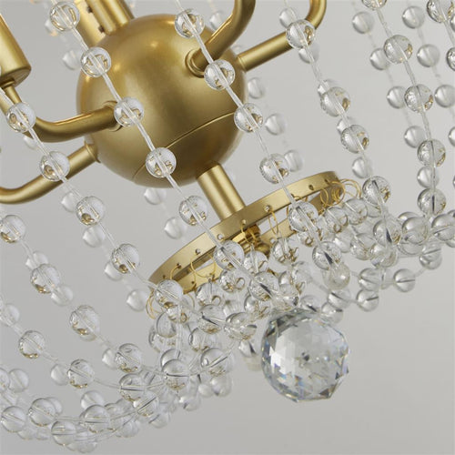 Searchlight Shower Hanglamp met 5 lampen, gouden afwerking, metaal, helder kristal