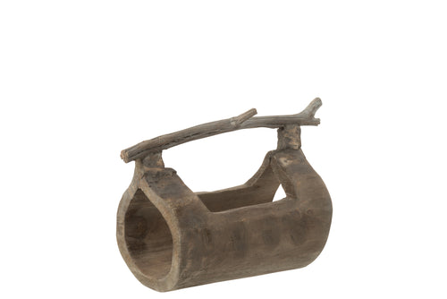 J-Line decoratie Stam Handvat - hout - naturel - small