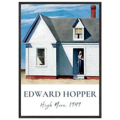 Artfulprints Poster met Lijst Edward Hopper - High noon   - 70x100 cm - Blauw