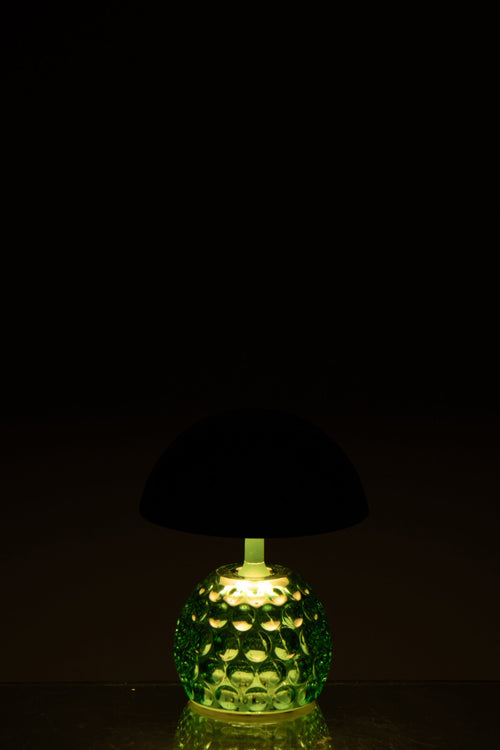J-Line lamp Champignon - ijzer/glas - donkergroen - LED lichtjes