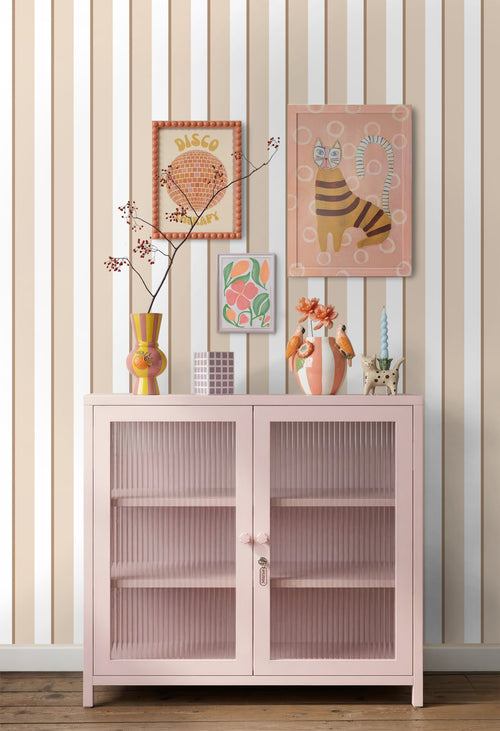 ESTAhome behang strepen beige en wit - 50 x 900 cm - 131906