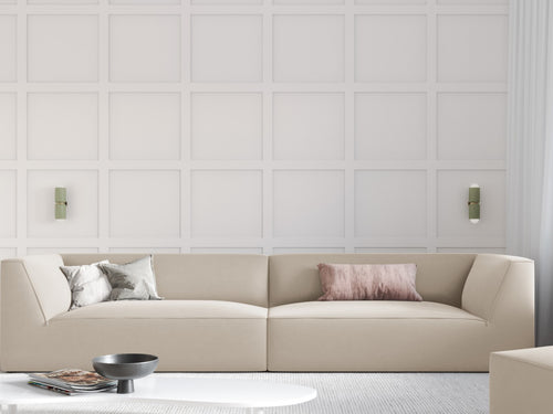 Micadoni Bank Ruby 4-zits, flueel, beige - 93x302x69cm