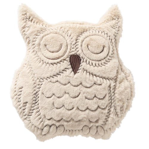 OWL - sierkussen 35x40 cm - uil - pluche - beige