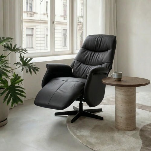 Furnhouse relaxfauteuil Delta - Zwart - Draaibaar - 79x90x114