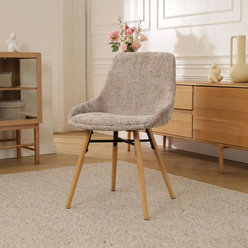 Nolon Nena-Isa Eetkamerstoel Bruin - Stof - Houten Poten - vtwonen shop