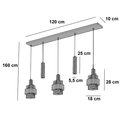 Highlight hanglamp Marrone - 5 lichts - 120  x 160   cm - brons