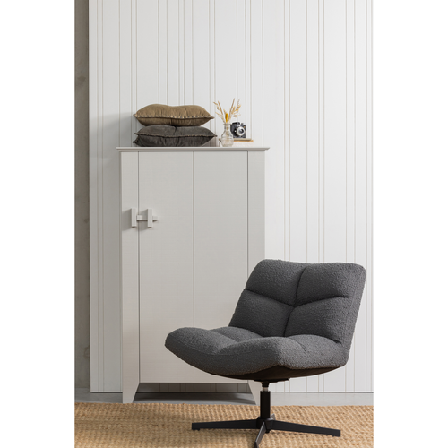 WOOOD draaibare fauteuil Vinny - Boucle - Antraciet - 80x75x75 - vtwonen shop