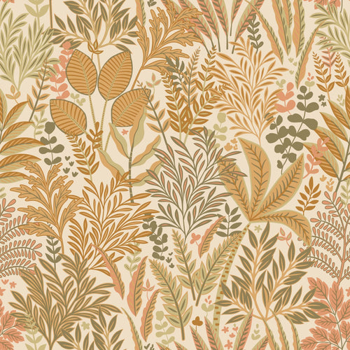 ESTAhome behang tropische bladeren en bloemen licht terracotta en beige - 50 x 900 cm - 131662
