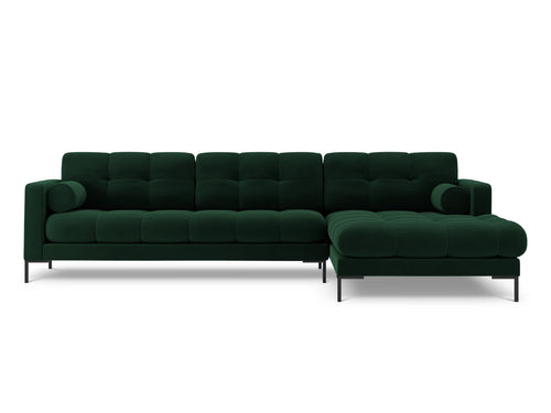 Cosmopolitan Design rechter hoekbank Bali 5-zits, flueel, flessengroen - 185x293x75cm