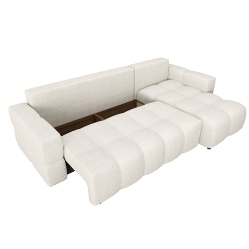 Sia Home - Slaapbank GABRIEL - Bouclette stof - Crème - 286cm - vtwonen shop