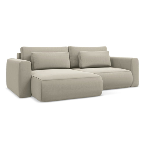 LaMiaSofa hoekbank links Perugia - velours - parel - 240x149x82
