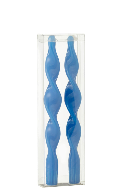 J-Line kaars Gedraaid - blauw - small - 35U - doos van 2