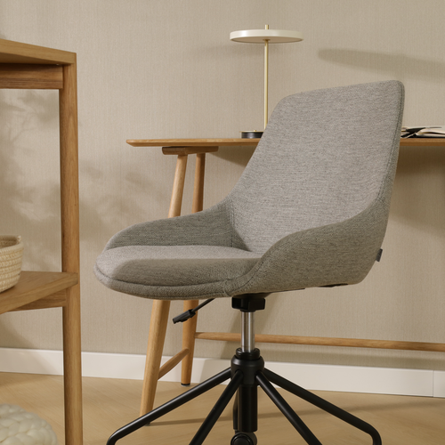 Nolon Nout-Isa Bureaustoel Warm Grijs - Stof - Zwart Onderstel - vtwonen shop