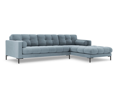 Cosmopolitan Design rechter hoekbank Bali 5-zits, flueel, lichtblauw - 185x293x75cm