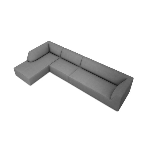 Cosmopolitan Design - Modulaire hoekbank links Siena 5-zits, structurele stof grijs - 180x366x69cm