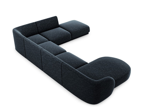 Micadoni Panoramische hoekbank rechts Miley 6-zits, chenille, koningsblauw - 255x330x70cm
