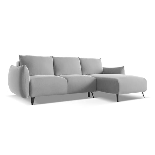 LaMiaSofa hoekbank rechts Genova - velours - grijs - 242x162x86