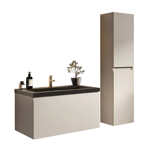LOMAZOO badkamermeubel Modena - zwevend - zwart - greige - 80 cm