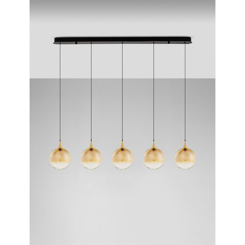 Nova Luce ORENDA Hanglamp voor aan het plafond in de stijl van een bar, champagne, messing goud, mat zwart, Triac dimbare LED 20W 1250lm 3000K