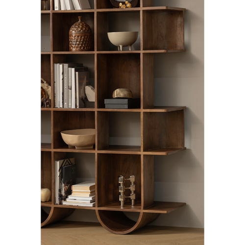 WOOOD boekenkast Sinne - Mangohout - Walnoot/Bruin - 180x130