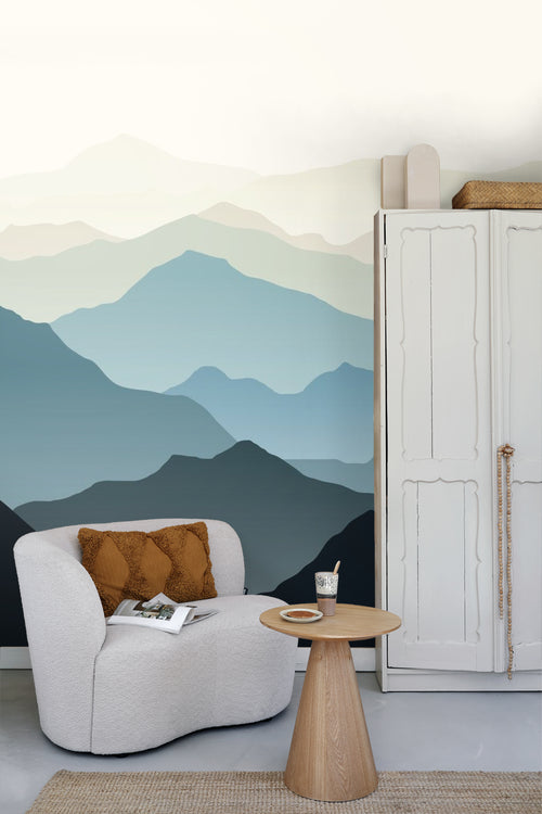 Sanders & Sanders fotobehang berglandschap blauw - 375 x 270 cm - 600983 - vtwonen shop