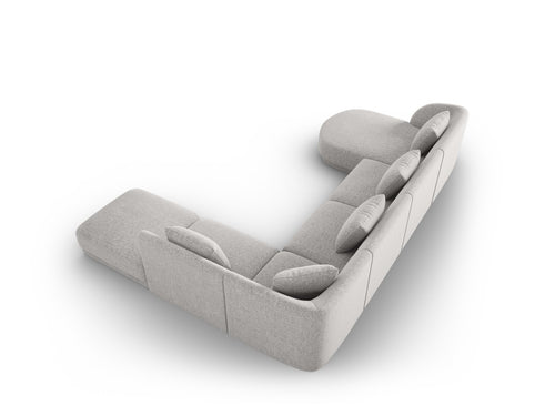 Cosmopolitan Design Panoramische hoekbank rechts Tulum 6-zits, chenille, lichtgrijs - 255x330x70cm