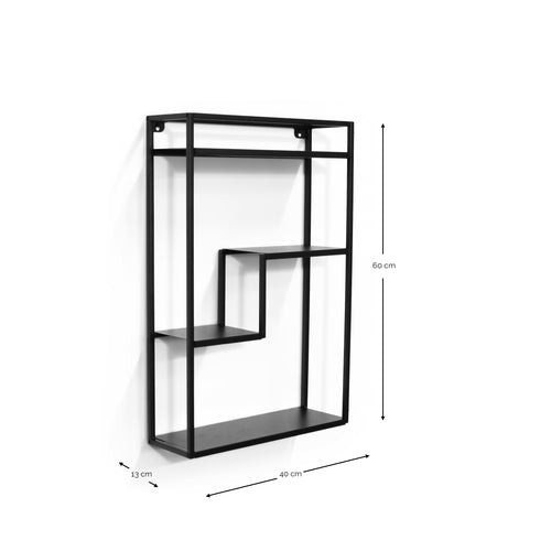 MIKA Wandrek Metaal Zwart – Industrieel Sierrekje 45 x 60 x 13 cm - vtwonen shop