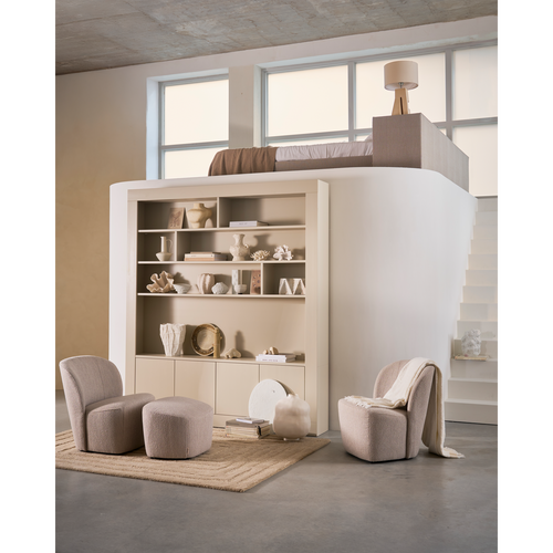 vtwonen hocker Lofty - Bouclé - Grijs - 41x62x48