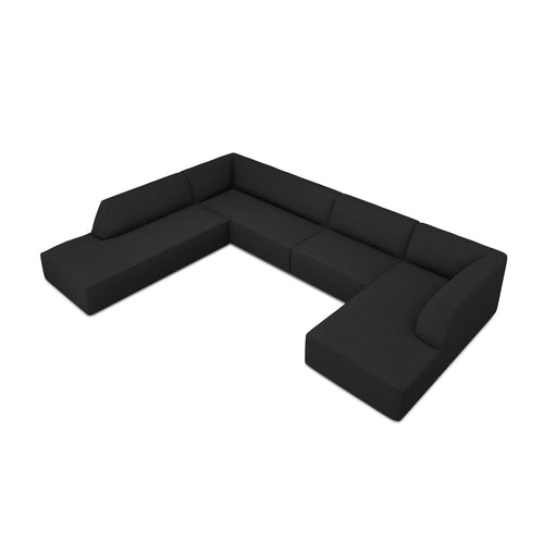 Cosmopolitan Design - Panoramische hoekbank links Siena 7-zits, structurele stof zwart - 273x366x69cm