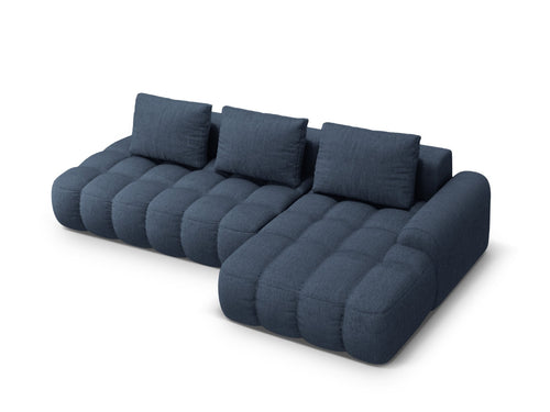 Cosmopolitan Design Converteerbare hoekbank rechts met opbergdoos Linz 3-zits, structurele stof donkerblauw - 142x275x84cm