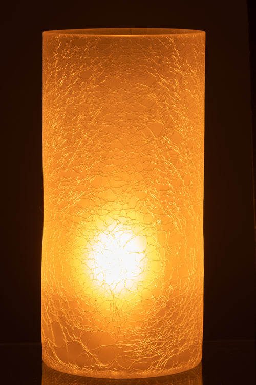 J-Line windlicht Cilinder Craquelé - glas - wit - extra large