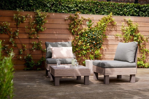 Keter Signature Elements Balkonset - 2 personen - met groene kussens - Cappuccino/Ashwood