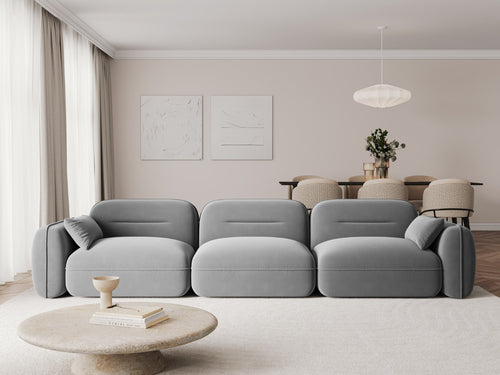 Cosmopolitan Design Modulaire bank Sydney 4-zits, flueel, lichtgrijs - 90x320x70cm