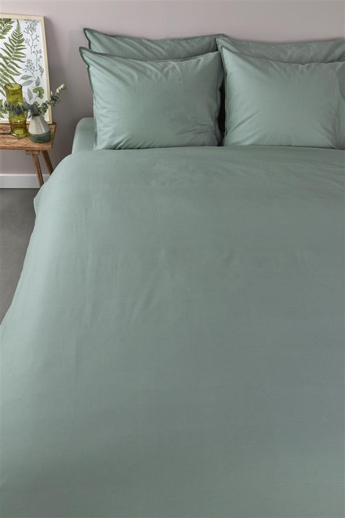 Ambiante Bamboo Uni dekbedovertrek - Effen - Tweepersoons - 200x200/220 cm - Groen - vtwonen shop