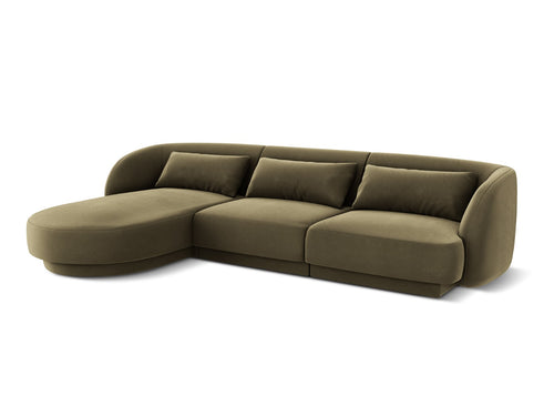 Cosmopolitan Design linker hoekbank Tulum 4-zits, flueel, groente - 156x255x70cm