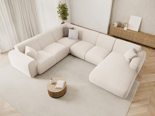 Cosmopolitan Design Panoramische hoekbank links Nolio 6-zits, chenille lichtbeige - 252x342x72cm