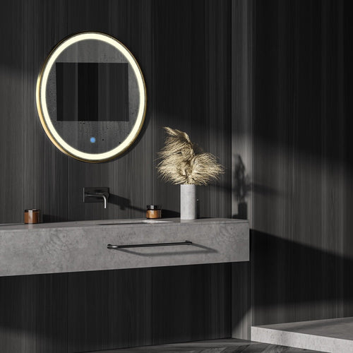 LOMAZOO badkamerspiegel Paris - met LED verlichting & anti condens - rond - goud - 80 cm