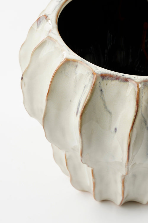 Mica Decorations Altea Bloempot Binnen - H20 x Ø25 cm - Keramiek - Wit