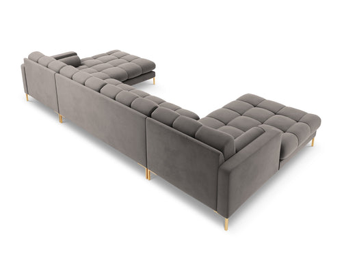 Cosmopolitan Design Panoramische bank Bali 7-zits, flueel, lichtgrijs - 185x383x75cm